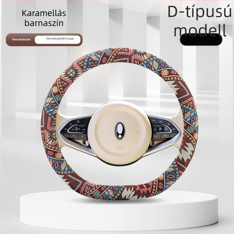 Hímzett etnikus stílusú kormányvédő huzat elektromos járművekhez, dekoratív kiegészítő, univerzális méret, 38 cm-es kormányhoz