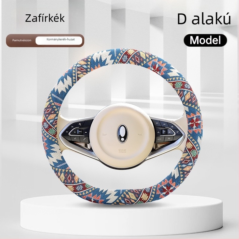 Hímzett etnikus stílusú kormányvédő huzat elektromos járművekhez, dekoratív kiegészítő, univerzális méret, 38 cm-es kormányhoz