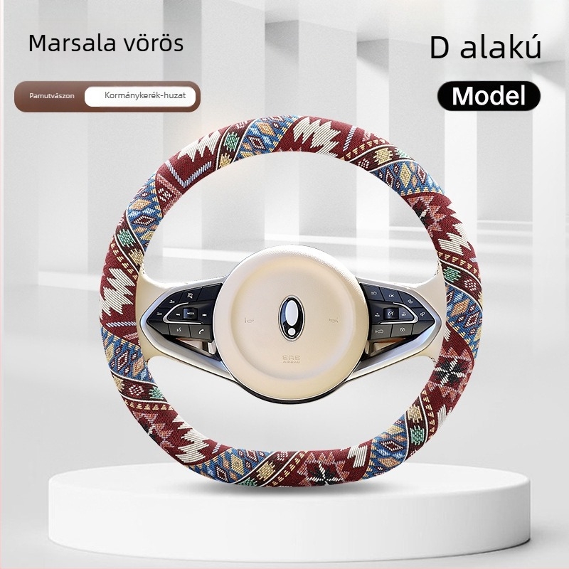 Hímzett etnikus stílusú kormányvédő huzat elektromos járművekhez, dekoratív kiegészítő, univerzális méret, 38 cm-es kormányhoz