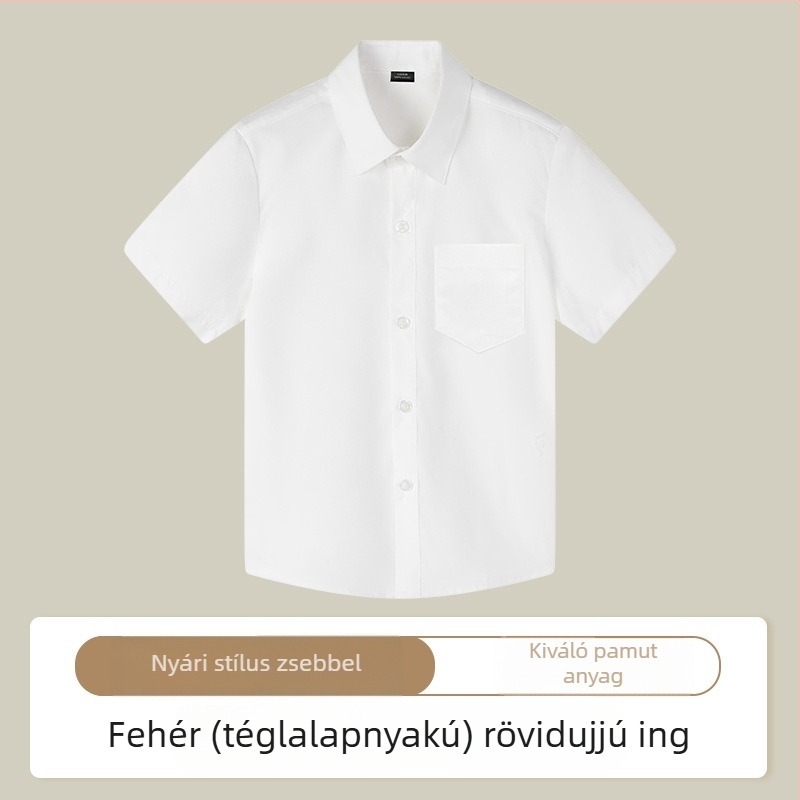 Gyerekeknek készült rövid ujjúing, koreai stílus, kerek nyak, 100% pamut, minták: csíkok, kockás, egyszínű, betűk