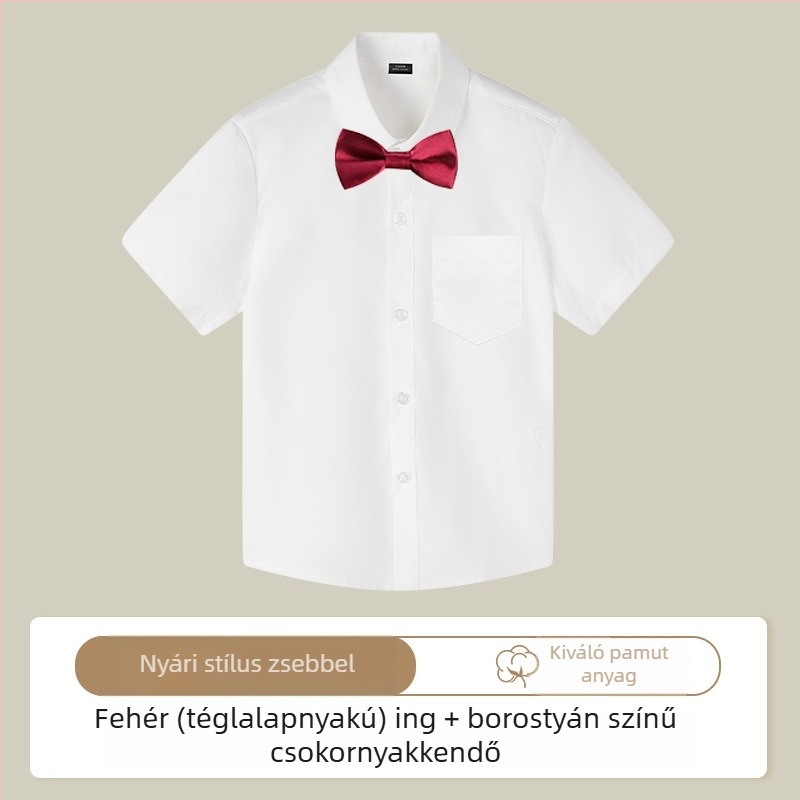 Gyerekeknek készült rövid ujjúing, koreai stílus, kerek nyak, 100% pamut, minták: csíkok, kockás, egyszínű, betűk