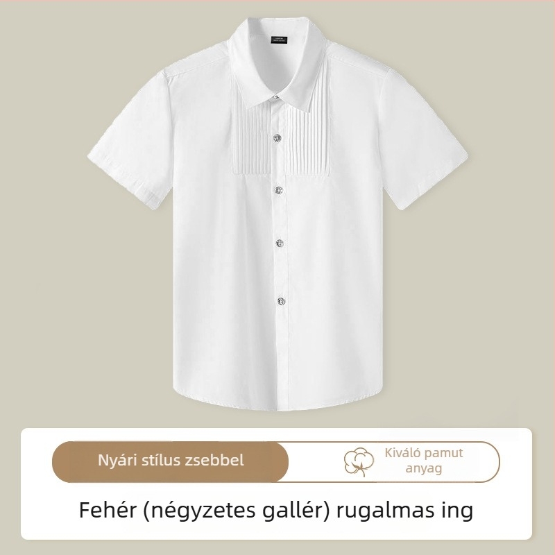 Gyerekeknek készült rövid ujjúing, koreai stílus, kerek nyak, 100% pamut, minták: csíkok, kockás, egyszínű, betűk
