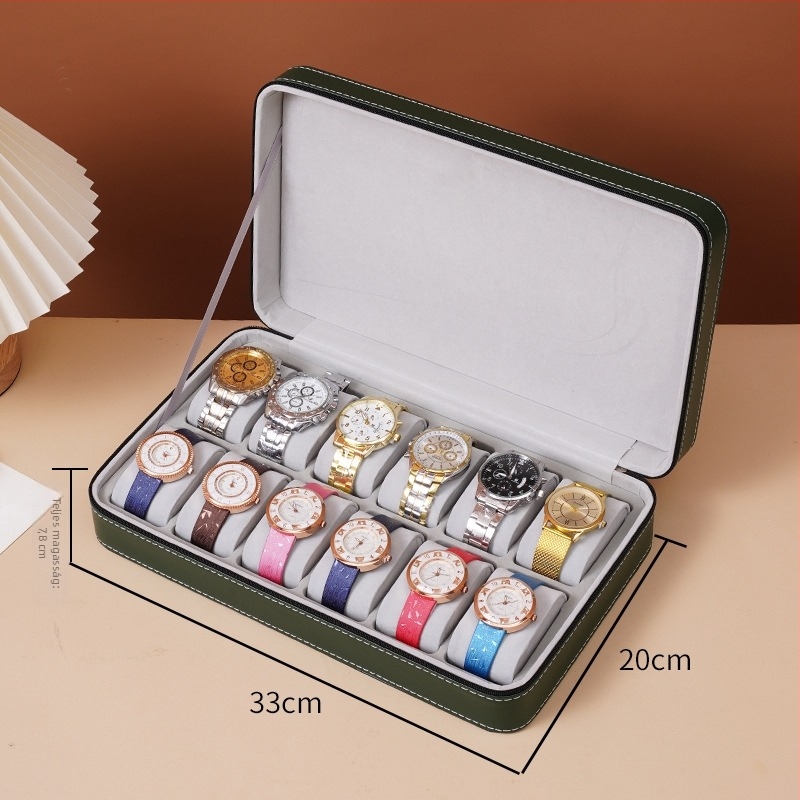 Bőrtok órák tárolására cipzárral, hordozható óra bemutató tok, 2024 tavaszi kiadás