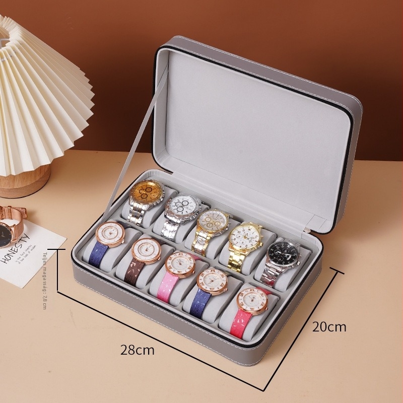 Bőrtok órák tárolására cipzárral, hordozható óra bemutató tok, 2024 tavaszi kiadás