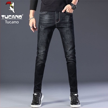 Woodpecker férfi farmerok őszi–téli szezonra, koreai stílus, slim fit, rugalmas, sokoldalú, minőségi egyenes szabású nadrág