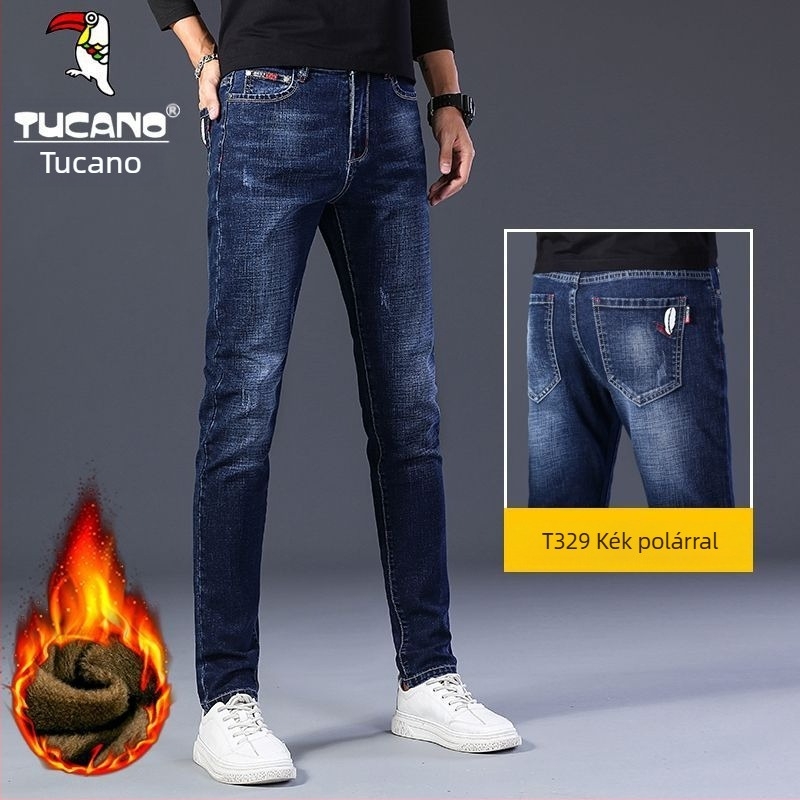 Woodpecker férfi farmerok őszi–téli szezonra, koreai stílus, slim fit, rugalmas, sokoldalú, minőségi egyenes szabású nadrág