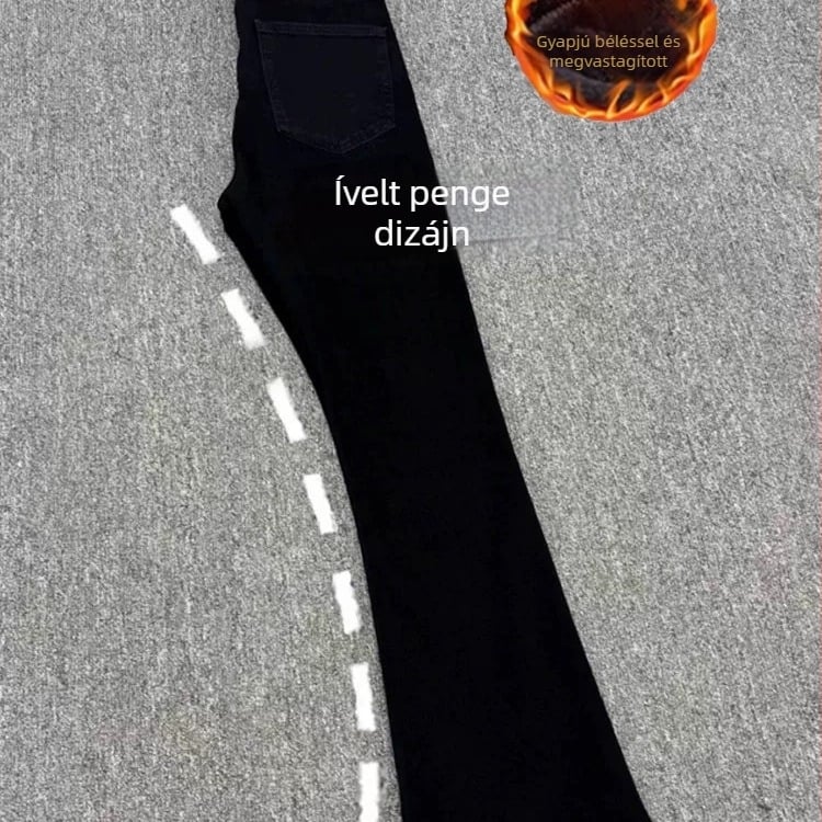 Monster Lab Willow Leaf Scimitar Fekete férfi farmer - Slim fit, bélelt fleece-sel, amerikai street style, egyenes szár, enyhe bootcut-tal