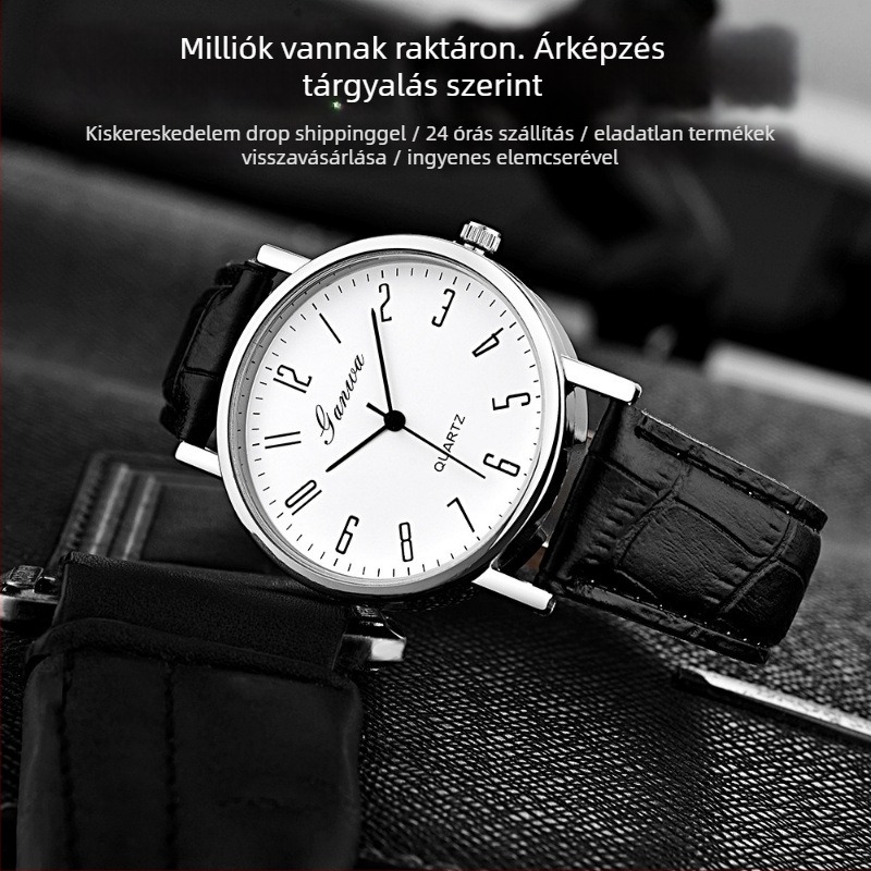 Férfi kvarc óra PD644-0221 - PU szíj, Morning Dragon mozgás, 40 mm tárcsa, műanyag tok
