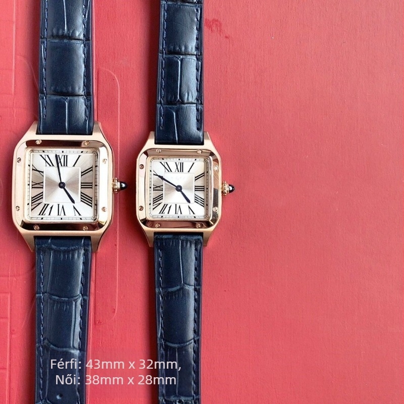 Női téglalap alakú karóra bőrszíjjal, Swiss ETA kvarc működés, rozsdamentes acél tokkal, 30m vízállóság