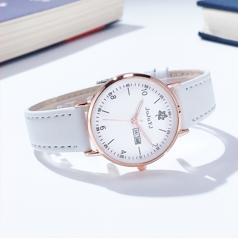 JuJu.YJ Női lumineszkáló, vízálló kvarcóra, Modell 3369, 32 mm átmérőjű számlap, PU szíj, ötvözet tok