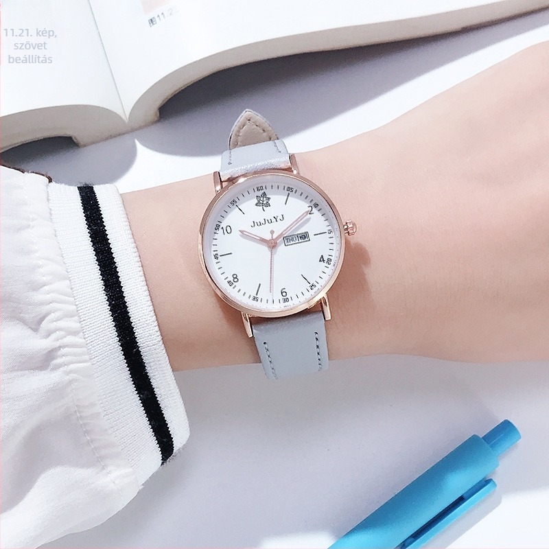 JuJu.YJ Női lumineszkáló, vízálló kvarcóra, Modell 3369, 32 mm átmérőjű számlap, PU szíj, ötvözet tok
