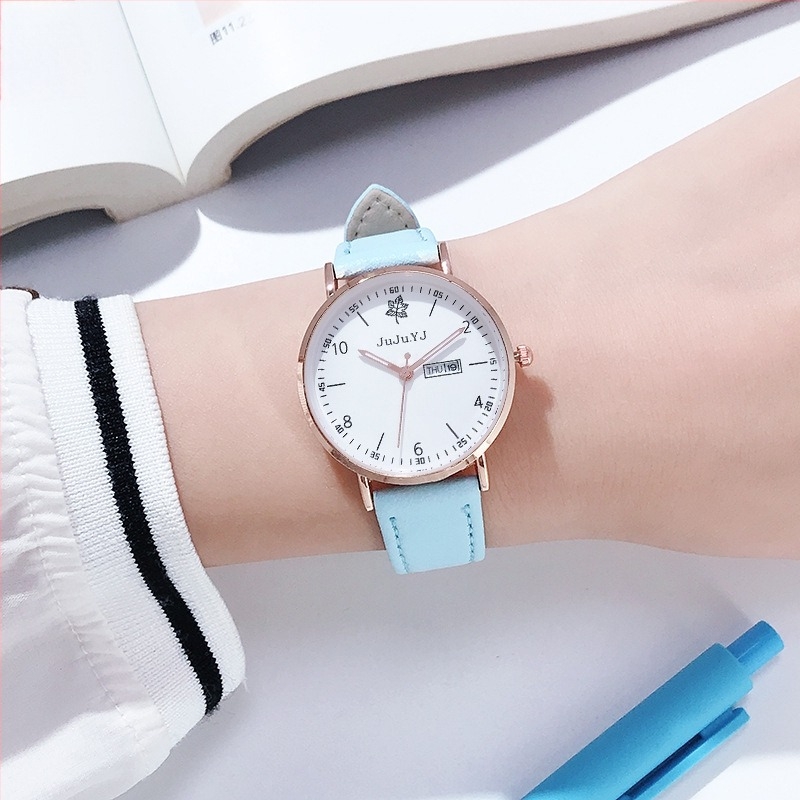 JuJu.YJ Női lumineszkáló, vízálló kvarcóra, Modell 3369, 32 mm átmérőjű számlap, PU szíj, ötvözet tok