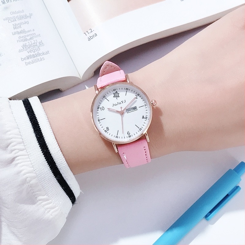 JuJu.YJ Női lumineszkáló, vízálló kvarcóra, Modell 3369, 32 mm átmérőjű számlap, PU szíj, ötvözet tok