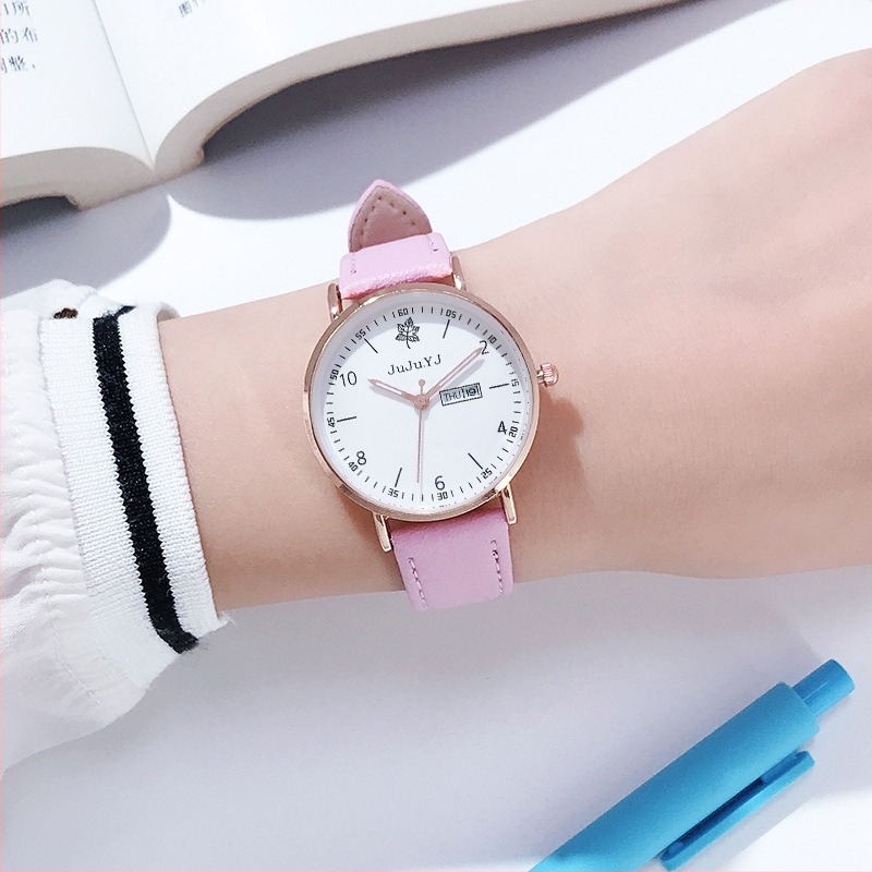 JuJu.YJ Női lumineszkáló, vízálló kvarcóra, Modell 3369, 32 mm átmérőjű számlap, PU szíj, ötvözet tok