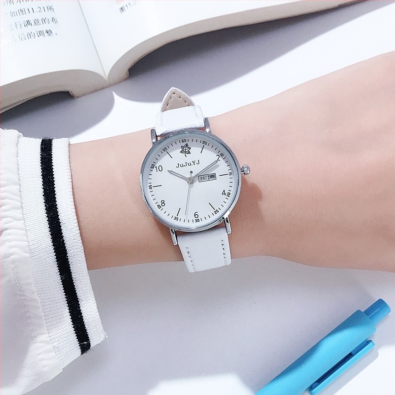 JuJu.YJ Női lumineszkáló, vízálló kvarcóra, Modell 3369, 32 mm átmérőjű számlap, PU szíj, ötvözet tok