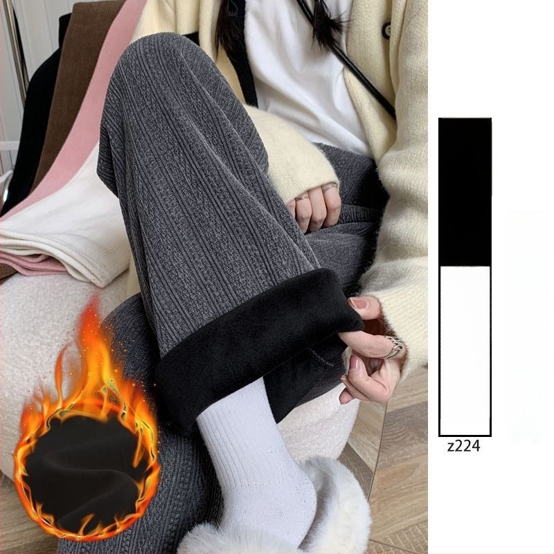 Őszi–téli kismama nadrág fleece-beléssel és vastag Chenille anyaggal, pocak-támasztó, bő szabású, széles és egyenes szárú, padlóig érő