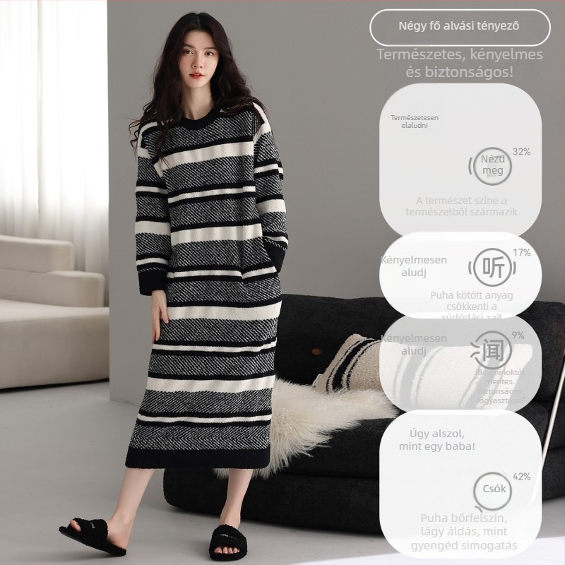 Fél velúrból készült anyatejes éjszakai ruha fleece béléssel, hosszú ujjú, körny nyakú, hosszú fazon