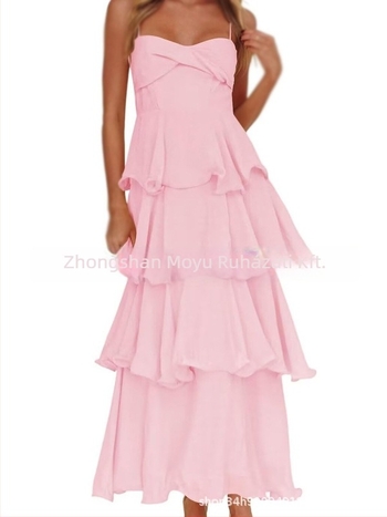 Poliészter hosszú A-vonalú ruha, ujjatlan, magas derék, elegáns estélyi ruha (2026)