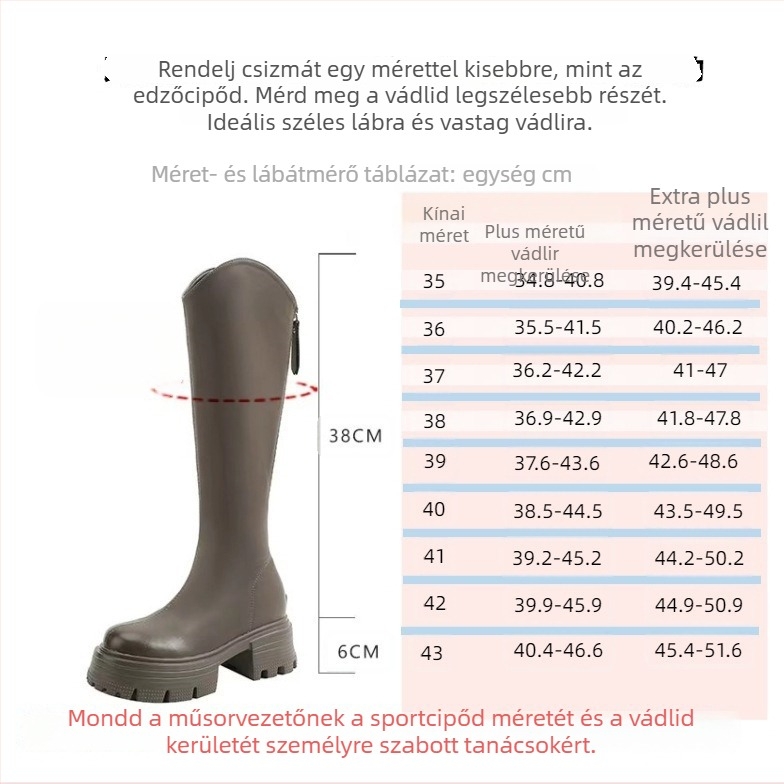 Koreai stílusú térdmagas női csizma, felsőrész mikroszálból, 6–8 cm vastag sarok, hátul cipzárral