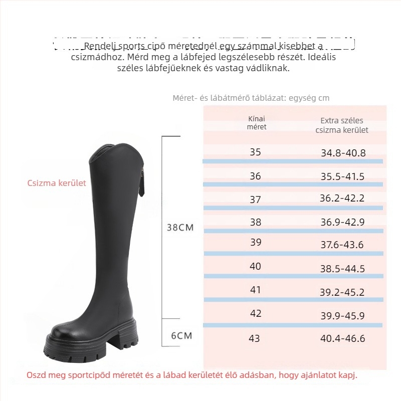 Koreai stílusú térdmagas női csizma, felsőrész mikroszálból, 6–8 cm vastag sarok, hátul cipzárral