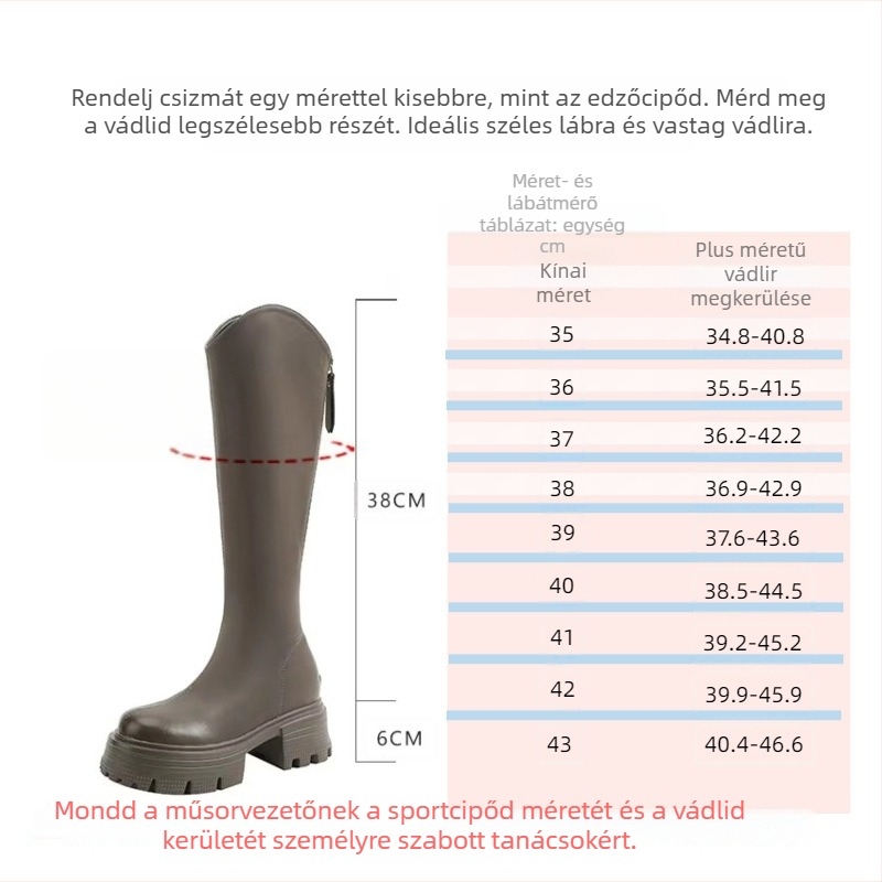 Koreai stílusú térdmagas női csizma, felsőrész mikroszálból, 6–8 cm vastag sarok, hátul cipzárral