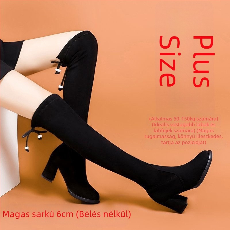 Női csizmák térd fölé, plusz méret, PU anyag, nőknek, magas cső