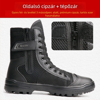 Munkacipő, magas szárú, lélegző háló, PU felsőrész, uniszex