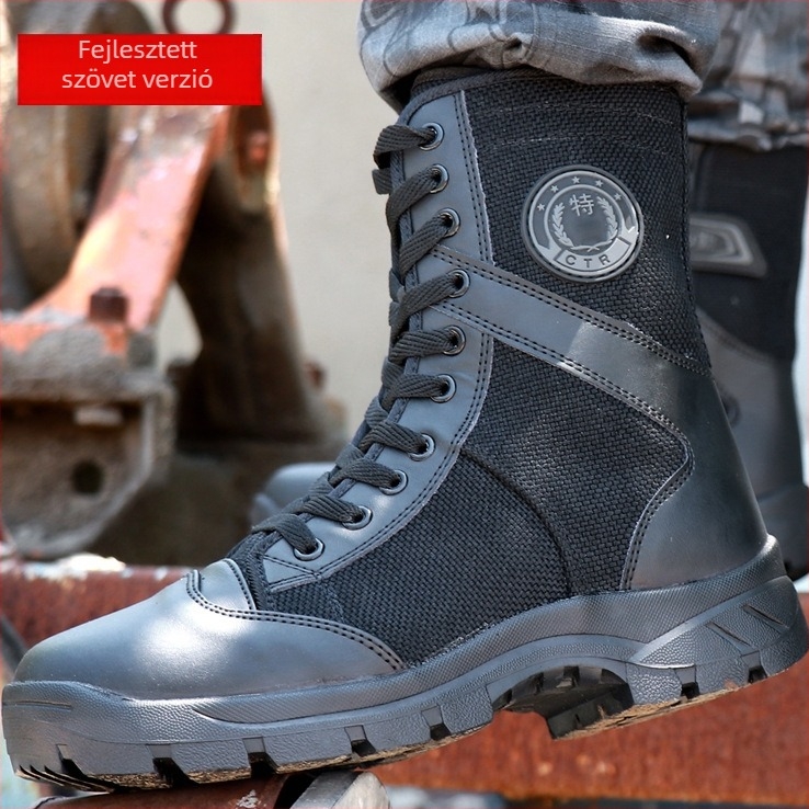 Munkacipő, magas szárú, lélegző háló, PU felsőrész, uniszex