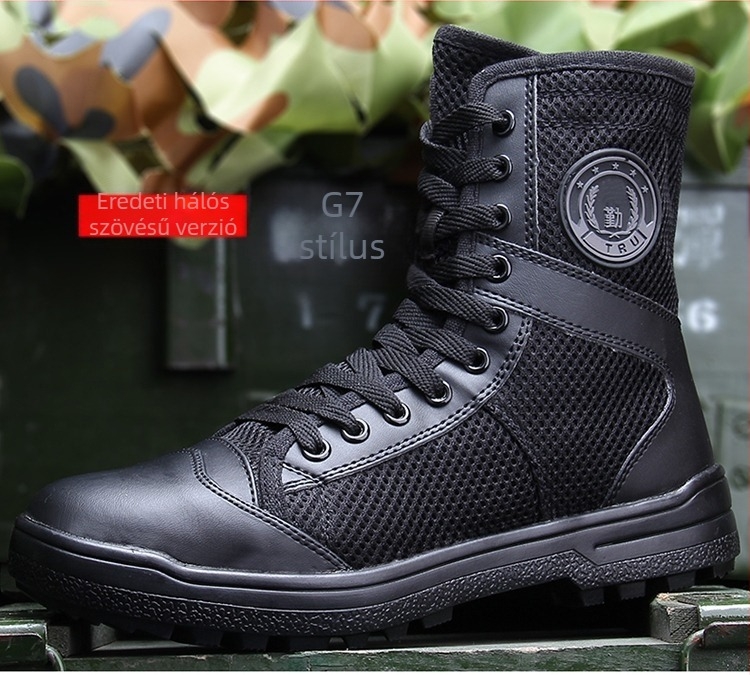 Munkacipő, magas szárú, lélegző háló, PU felsőrész, uniszex