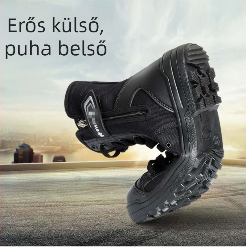 Munkacipő, magas szárú, lélegző háló, PU felsőrész, uniszex