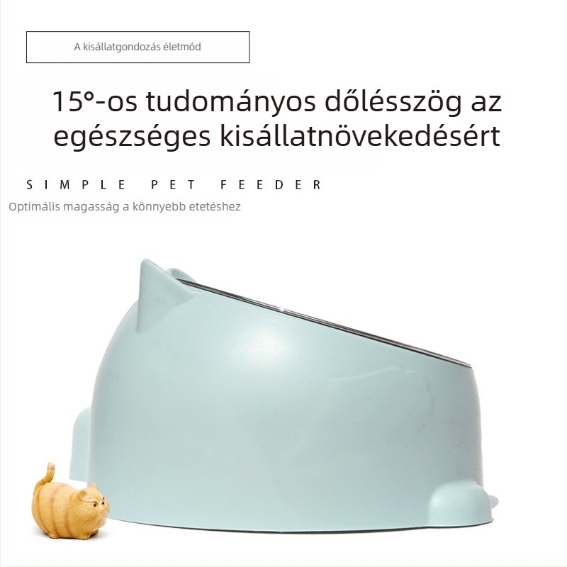 Kétfunkciós automata etetőtál macskáknak és kutyáknak vízzel, rozsdamentes acélból