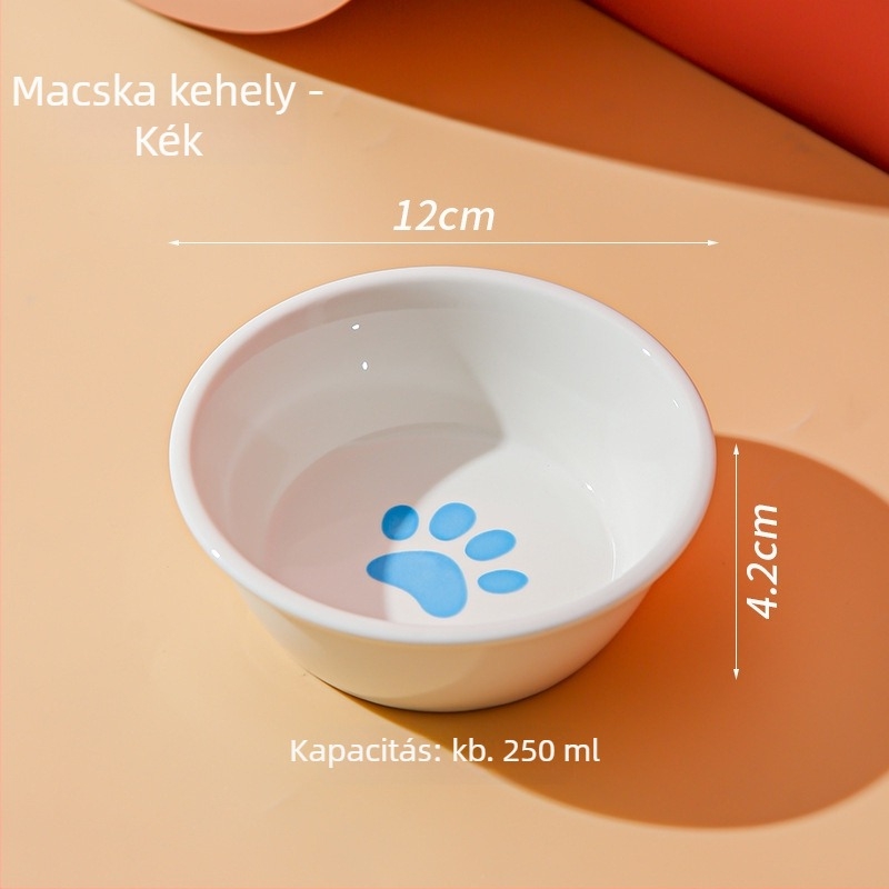 Rongbi kerámia macska tál, csúszásmentes kivitel, glazúrozott felület, étel- és víztál macskáknak