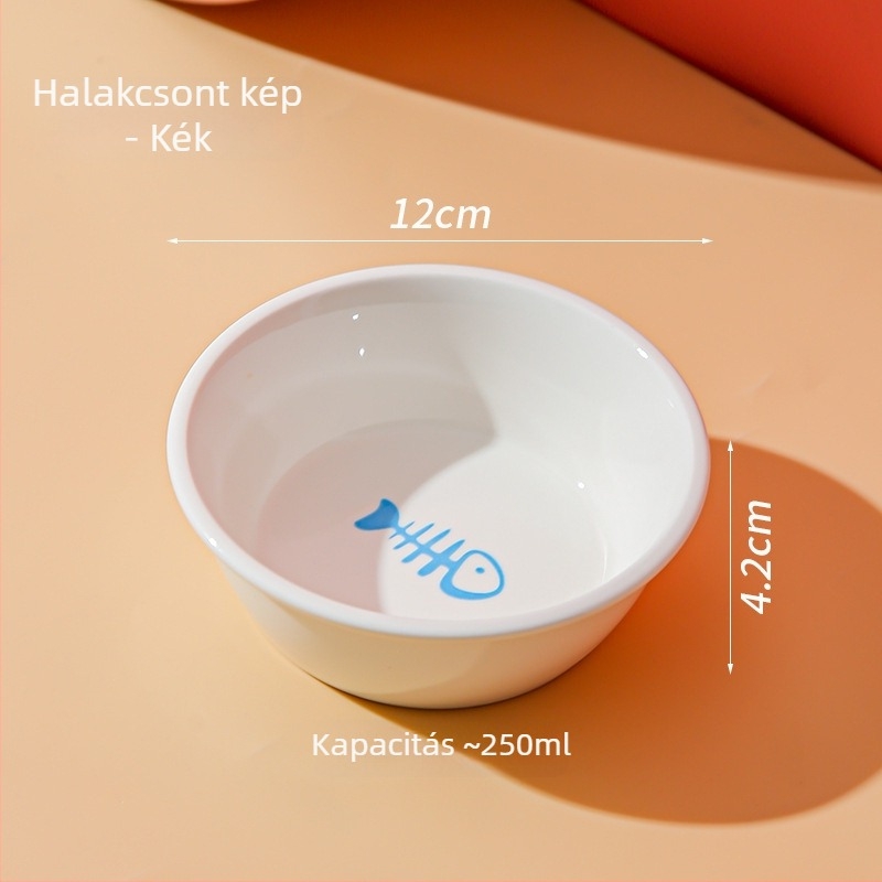 Rongbi kerámia macska tál, csúszásmentes kivitel, glazúrozott felület, étel- és víztál macskáknak