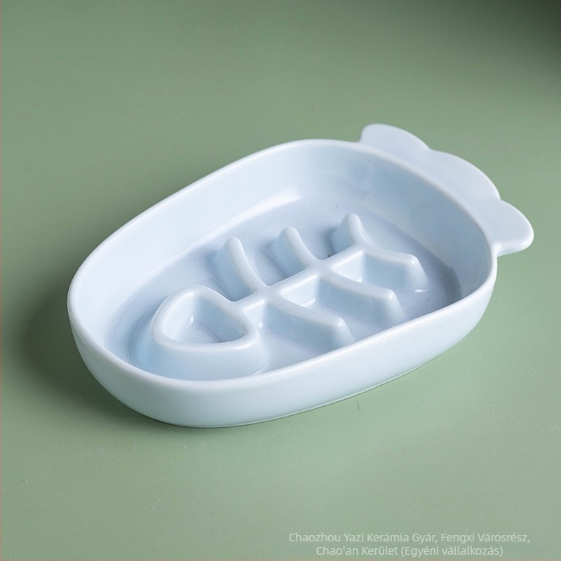 Macska kerámia tál, kézi etetés, nem automatikus etetés, háziállat etetőtál