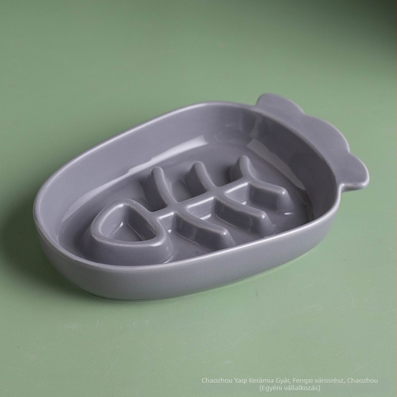 Macska kerámia tál, kézi etetés, nem automatikus etetés, háziállat etetőtál