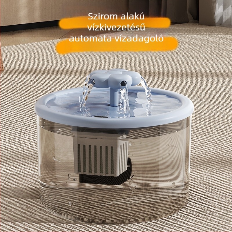 Macska vízadagoló automatikus etetéssel, szűrt keringő vízzel