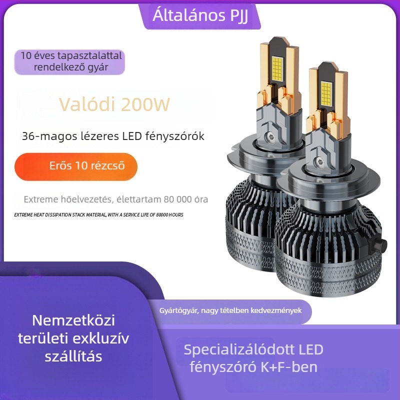 Autó LED fényszóró, 200W, 12V, 39800LM, IP68, kompatibilis H1/H3/H4/H7/H11/9005/9006/9012