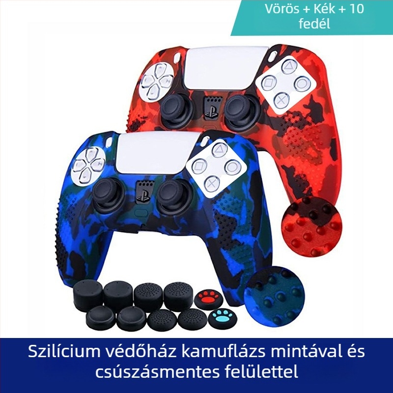 PS5 kontroller szilikon védőtok kamuflált granulált textúrával