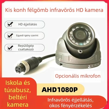 Autóba szóló infravörös félgömb kamera, négyutas felügyelettel, 1080P, AHD, 12-24V, 90°-ban állítható, ABS ház