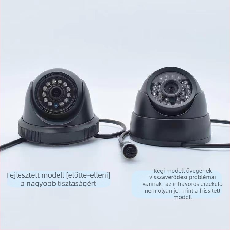 Autóba szóló infravörös félgömb kamera, négyutas felügyelettel, 1080P, AHD, 12-24V, 90°-ban állítható, ABS ház