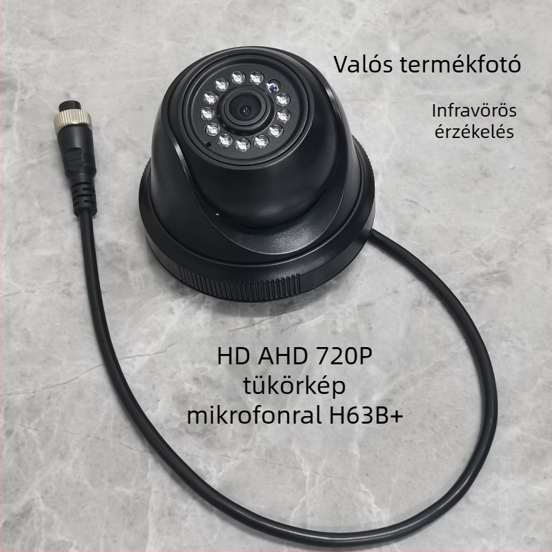 Autóba szóló infravörös félgömb kamera, négyutas felügyelettel, 1080P, AHD, 12-24V, 90°-ban állítható, ABS ház