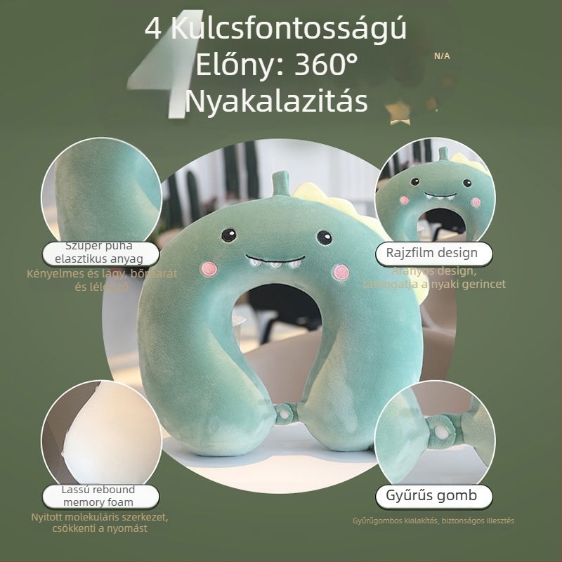 U-formájú nyakpárna memóriahab töltettel, kristály-velúr borítással, a nyak és a nyaki gerinc támogatására, utazásokhoz