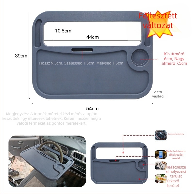 Teherautó belső étkezőasztal állítható szögben, falra szerelhető, univerzális kompatibilitás, anyag: műanyag‑fa