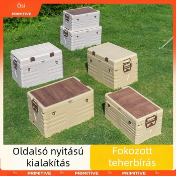 Autócsomagtartó rendező integrált kempingasztallal – 50–60 L, PP anyag, modell AJP06, hordozható
