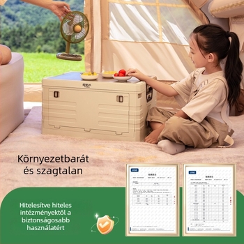 Autócsomagtartó rendező integrált kempingasztallal – 50–60 L, PP anyag, modell AJP06, hordozható