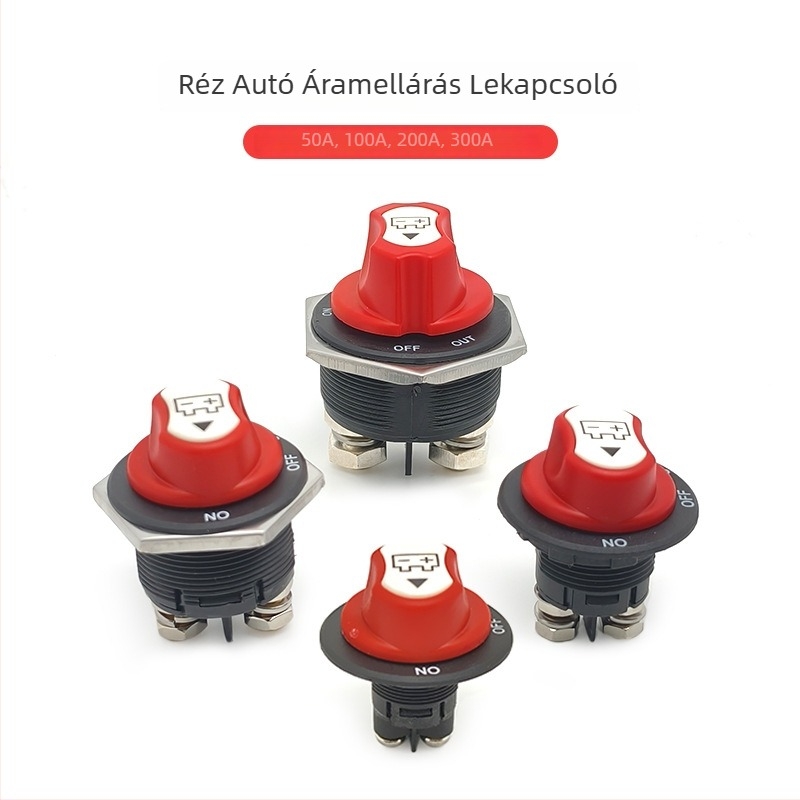 Akkumulátor-leválasztó kapcsoló – Gomb típusú, 50A/100A/200A/300A, autókhoz, hajókhoz, motorkerékpárokhoz és elektromos járművekhez | Bai bangsheng