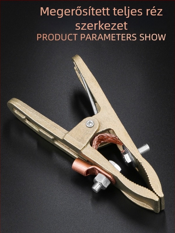 Teljesen rézből készült A- alakú földelő csipesz, hegesztéshez és autóakku indításához, alligator klipsz