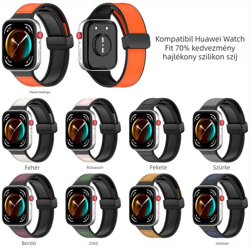 Szilikon mágneses óraszíj Huawei Fit3-hoz, összecsukható csattal (0.04 kg)