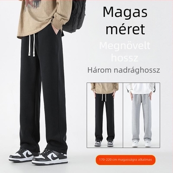 Tavasz–ősz stílusú extramagas férfi sportnadrág meleg fleece-béléssel, mindennapi egyenes fazon, 180–190 cm magasságra