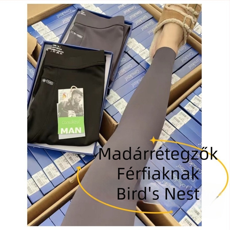 Férfi melegítő nadrág bársonyos bélésével, akril rost, rendkívül vastag, középső derekú, melegen tart